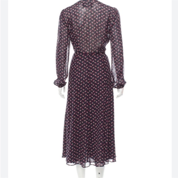 Reformation Dark navy with florals midi wrap dress NWT - Picture 2 of 14